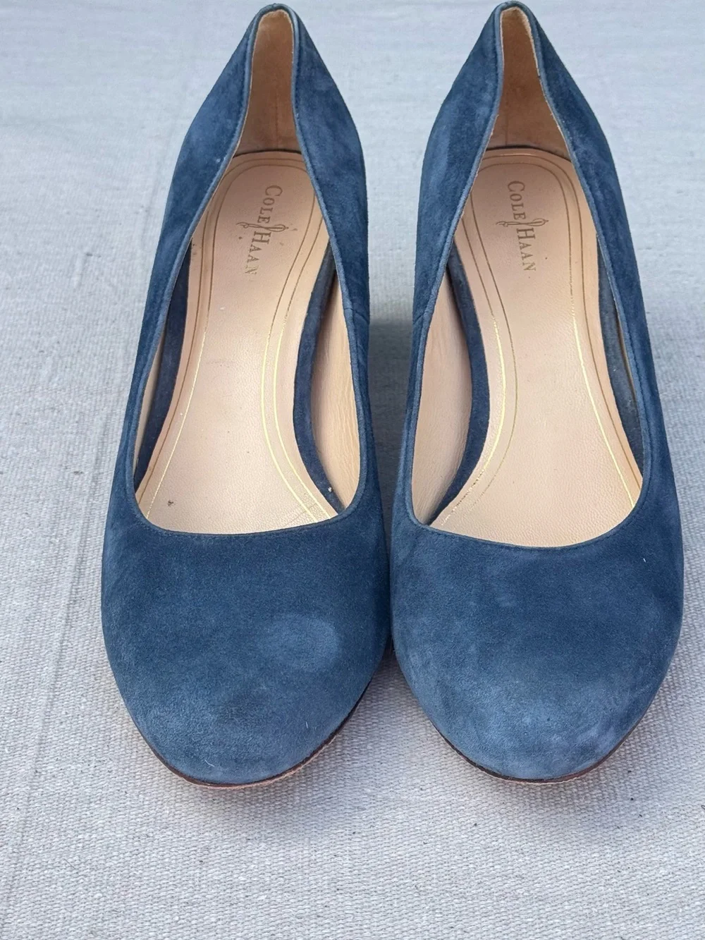 Cole Haan Navy Suede Round-Toe Pumps